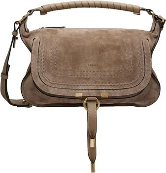 Chloé | Taupe Suede Leather Small Marcie Shoulder Bag