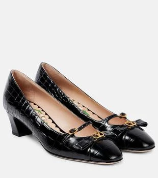 Valentino | Bowow 45 croc-effect leather pumps