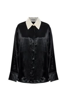 Jil Sander | Jil Sander Contrast Collar Long-sleeved Satin Shirt