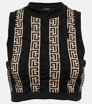 Balmain | Monogram wool-blend crop top