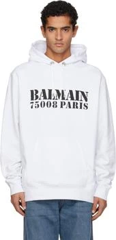 Balmain | White 
Balmain
 Stamp Printed Hoodie