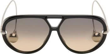 Bottega Veneta | Black 
Silver Drop Aviator Sunglasses