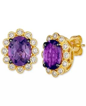 Le Vian | Grape Amethyst (3-5/8 ct. t.w.) 
Nude Diamonds (1/2 ct. t.w.) Oval Halo Stud Earrings in 14k Gold