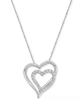 Macy
s | Diamond Double Heart 18" Pendant Necklace (1/2 ct. t.w.) in Sterling Silver