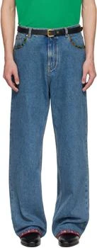 Valentino | Blue Printed Border Jeans