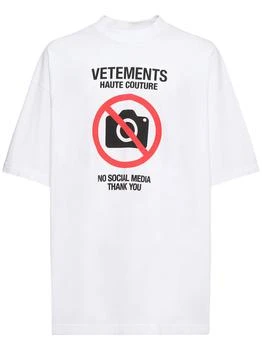 VETEMENTS No Social Media Printed Cotton T-shirt