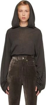 Rick Owens | Gray Concordians Cropped Tunic Hoodie