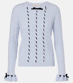 Valentino | Bow-detail cable-knit virgin wool sweater