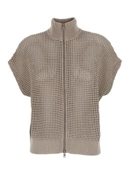 Brunello Cucinelli | Brunello Cucinelli Dazzling Detailed Zip-Up Cardigan