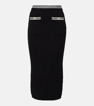 Cable-knit cotton midi skirt