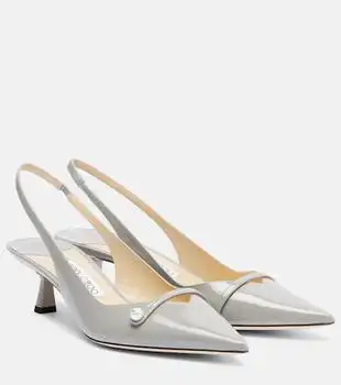 Jimmy Choo | Amita 45 patent leather slingback pumps