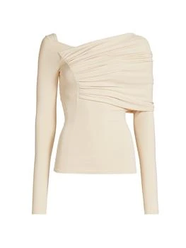 Maple Ruched One-Shoulder Long-Sleeve Top