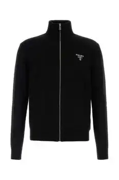 Prada | Prada Logo Embroidered Full-Zipped Knitted Cardigan