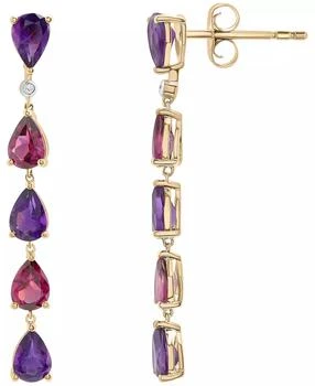 Macy's | Amethyst (3-5/8 ct. t.w.) and Rhodolite (3-5/8 ct. t.w.) Drop Long Earrings in 14k Yellow Gold