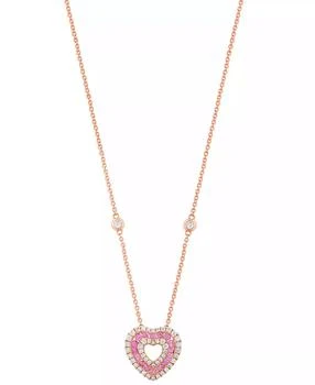 Effy | Diamond (3/8 ct. t.w.) & Pink Sapphire(1/2 ct. t.w.) Pendant Necklace in 14k Rose Gold