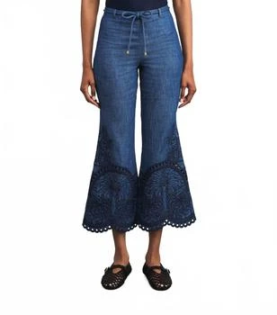 Zimmermann | Coco Embroidered Denim Pant In Railway Blue
