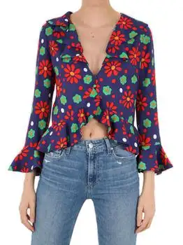 Yves Saint Laurent | Saint Laurent Ruffled V-Neck Blouse