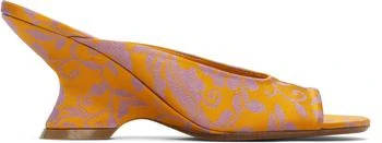 Dries Van Noten | Orange Open-Toe Jacquard Mules