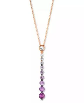 Le Vian | Pink Ombré Sapphire (7/8 ct. t.w.) 
White Sapphire (1/6 ct. t.w.) Linear Adjustable 20" Pendant Necklace in 14k Rose Gold