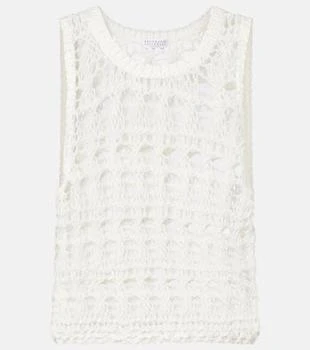 Brunello Cucinelli | Open-knit jute and cotton-blend top