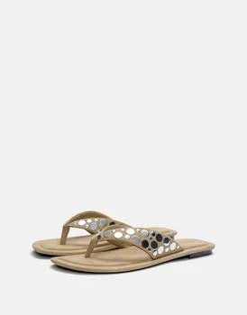 Pull&Bear embellished flat sandals in sand