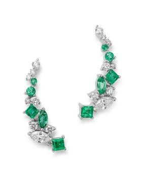 Bloomingdale's | Diamond & Emerald Climber Earrings in 14K White Gold
