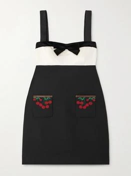 Valentino | Embellished Satin-trimmed Wool And Silk-blend Crepe Mini Dress  - IT40