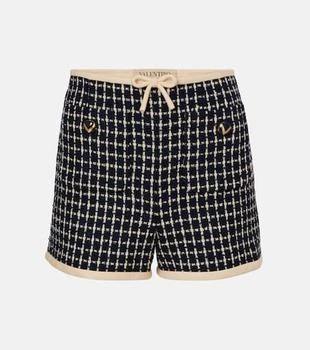 Valentino | VLogo checked wool-blend bouclé shorts