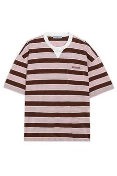 Prada | Prada Striped Lisle Crewneck T-Shirt