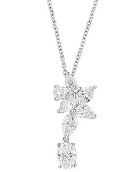 Effy | EFFY® Lab Grown Diamond Mixed-Cut Floral Motif 18" Pendant Necklace (1-7/8 ct. t.w.) in 14k White Gold