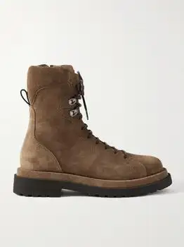 Brunello Cucinelli | Bead-embellished Suede Boots - Chocolate - IT37