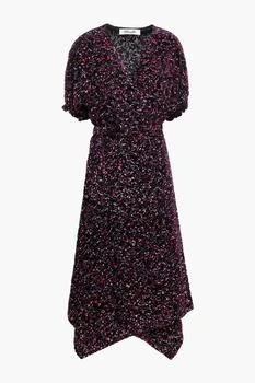 Diane von Furstenberg Katherine printed devoré-velvet midi wrap dress