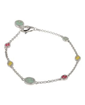 Gucci Sterling Silver Enamel Interlocking G Bracelet