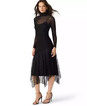 Women's Silas Mock Neck Mesh Midi Dress