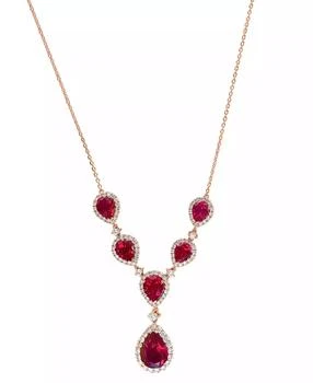 Effy | EFFY® Lab Grown Ruby (16-1/4 ct. t.w.) & Lab Grown Diamond (2-5/8 ct. t.w.) 18" Statement Necklace in 14k Rose Gold