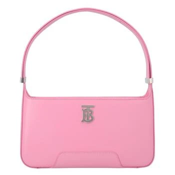 Burberry | Compact Pink Calfskin Shoulder Bag With Prominent Logo