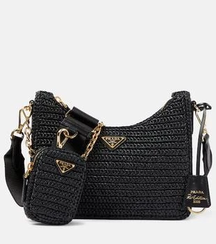 Prada | Small crochet raffia shoulder bag