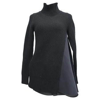Sacai | Knitted Turtleneck Mini Dress in Black Wool