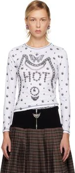 CHOPOVA LOWENA White 'HOT' Fitted Jersey T-shirt
