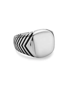 Chevron Signet Ring in Sterling Silver, 18MM