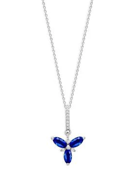 Bloomingdale's | Blue Sapphire & Diamond Trio Pendant Necklace in 14K White Gold, 18"