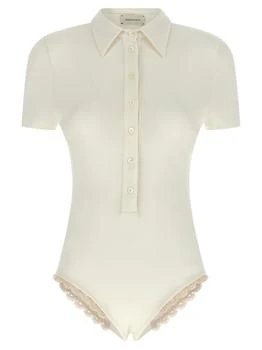 Magda Butrym | Magda Butrym Lace-Detail Polo bodysuit