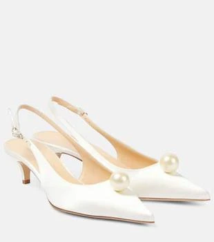 Magda Butrym | Leather-trimmed satin slingback sandals