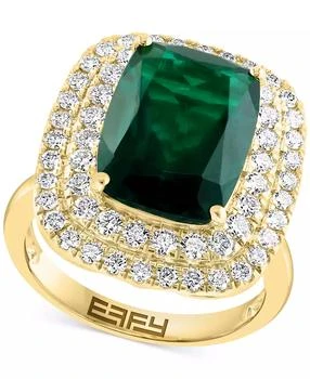 Effy | EFFY® Lab Grown Emerald (4-7/8 ct. t.w.) 
Lab Grown Diamond (1-1/10 ct. t.w.) Double Halo Ring in 14k Gold