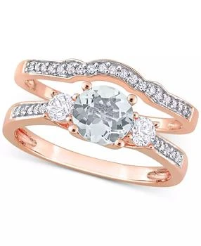 Macy's | Aquamarine (5/8 ct. t.w.) & Lab-Grown White Sapphire (1/3 ct. t.w.) Bridal Set in 10k Rose Gold