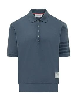 Thom Browne | Thom Browne Ottoman 4-Bar Logo Patch Polo Shirt
