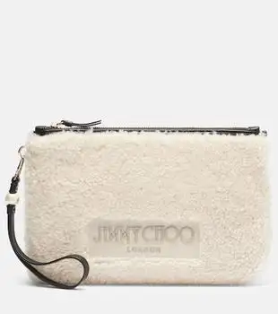 Jimmy Choo | Logo shearling pouch with strap