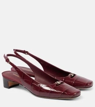 Salvatore Ferragamo | Croc-effect leather slingback pumps