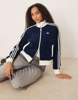 adidas Originals velour track top in navy