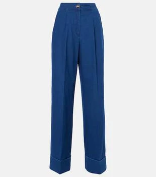 Valentino | High-rise pleated wide-leg jeans
